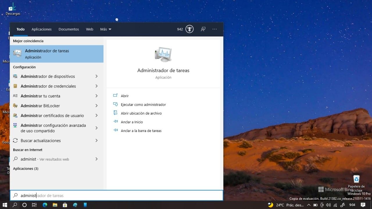 Administrador tareas Windows 10