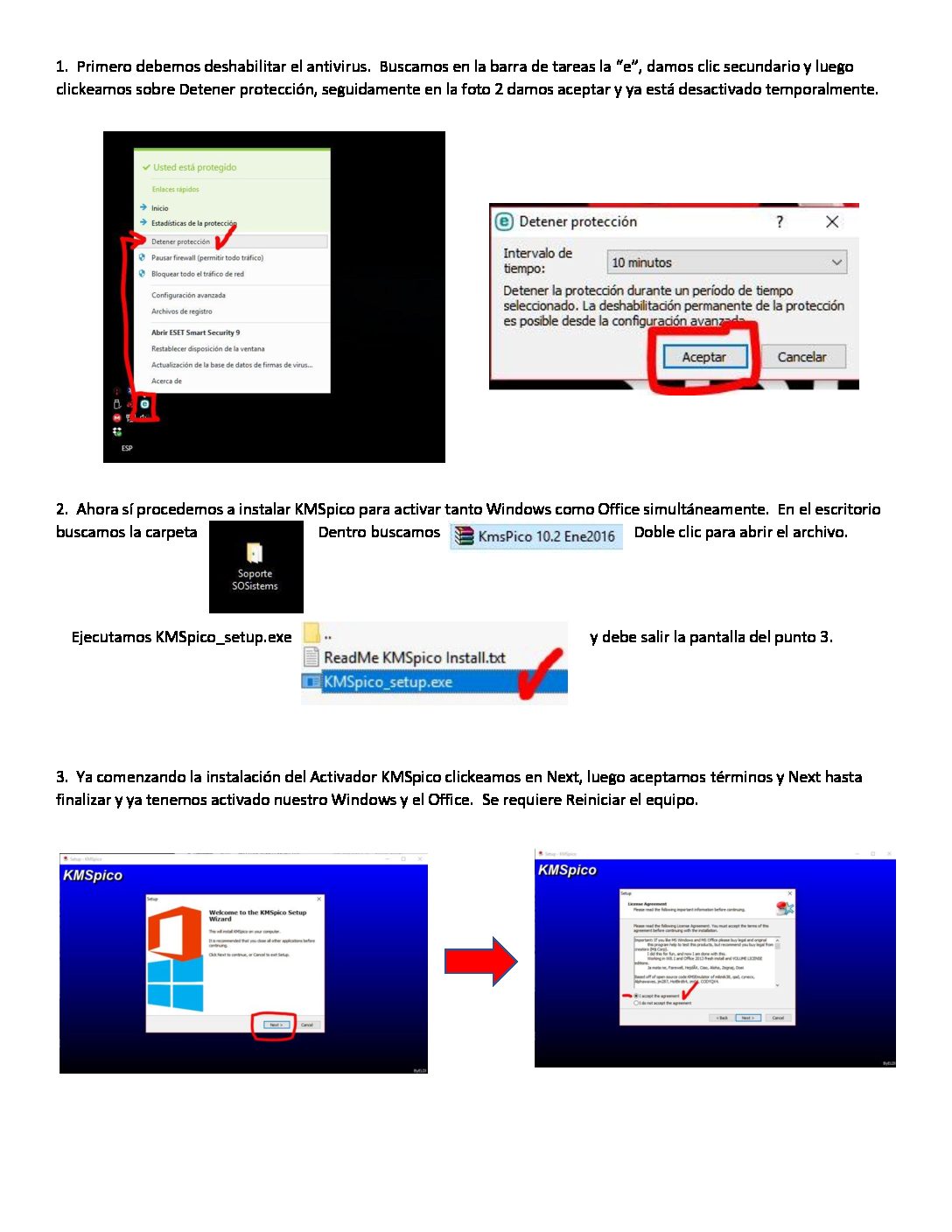 Instructivo Instalar KMSpico activador Win-Office | SOS Sistemas